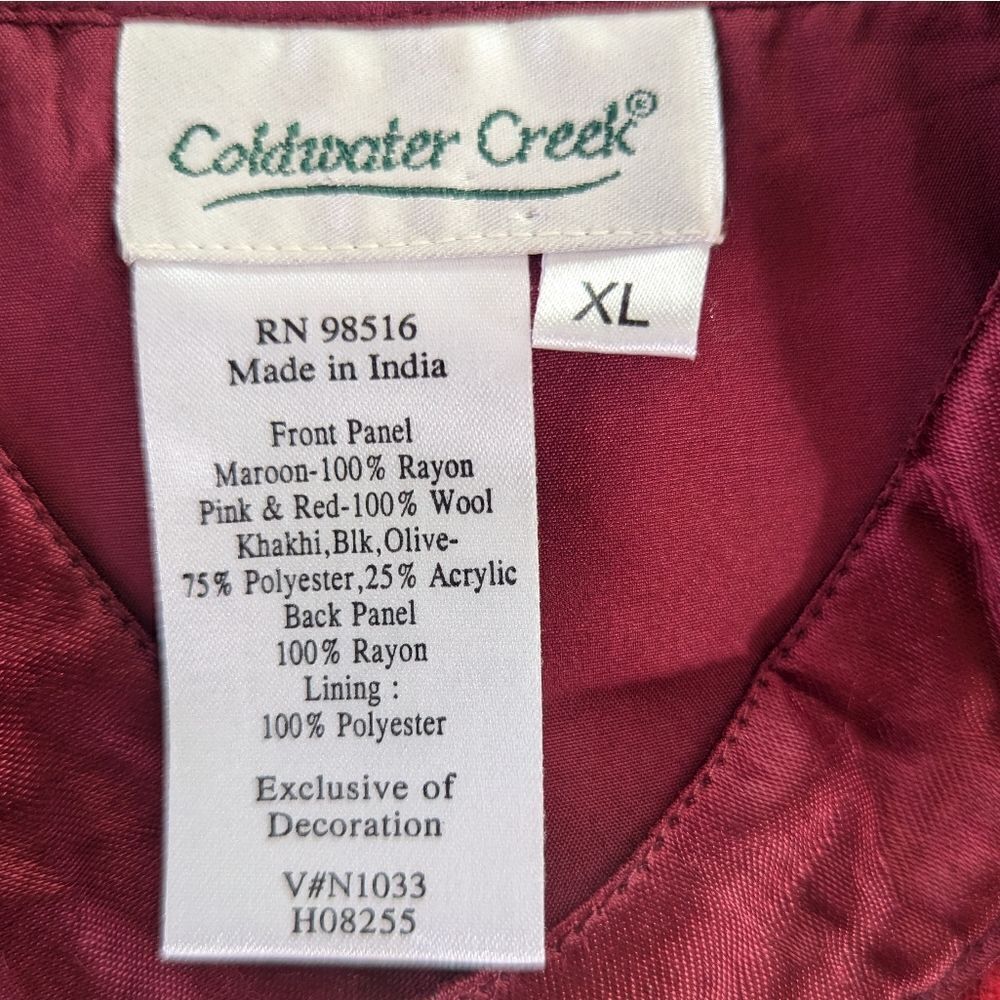 Vtg Coldwater Creek Patchwork Wool Embroidered Ve… - image 2